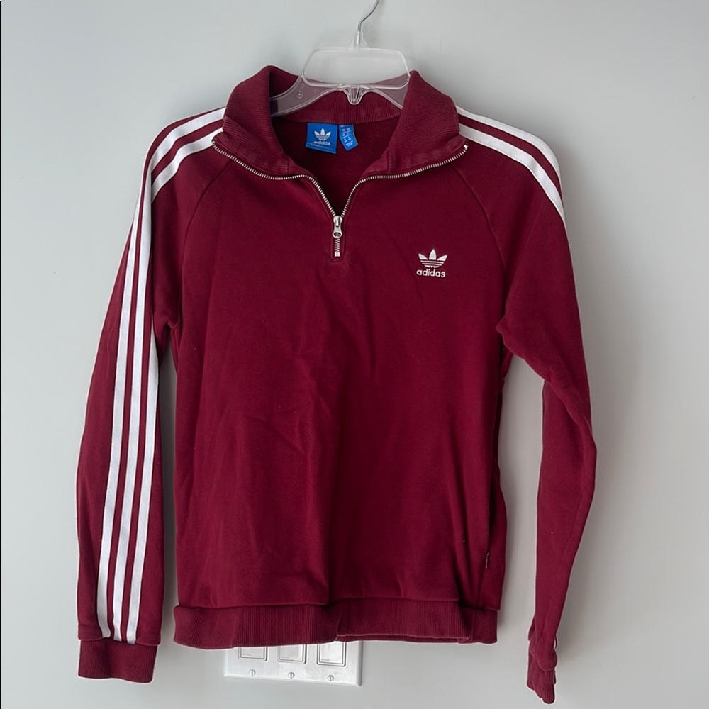 Adidas Burgundy Sweatshirt with White Stripes